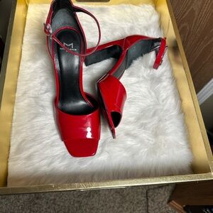 Marc Fisher Bold Red Heels with Ankle Strap